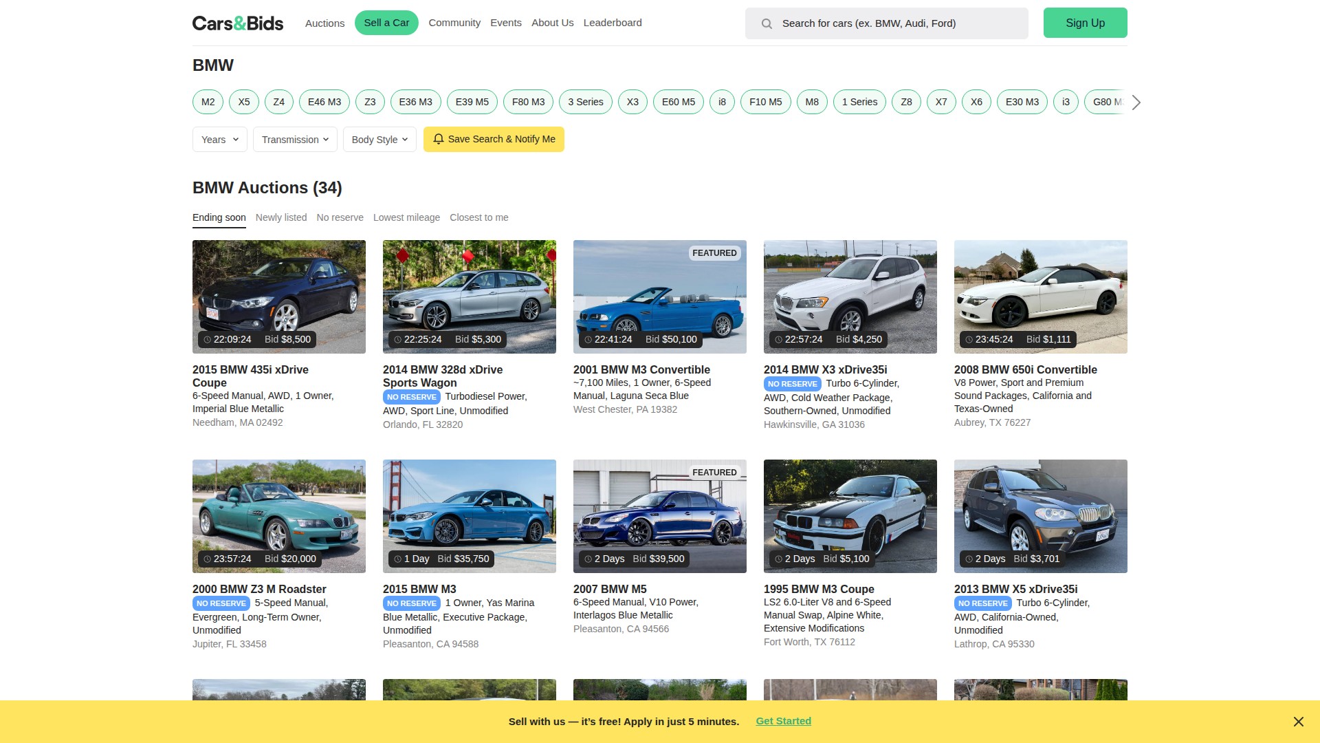 BMW Auctions Search